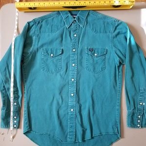 Wrangler Button Front Denim Large Mens Pearl Snap
